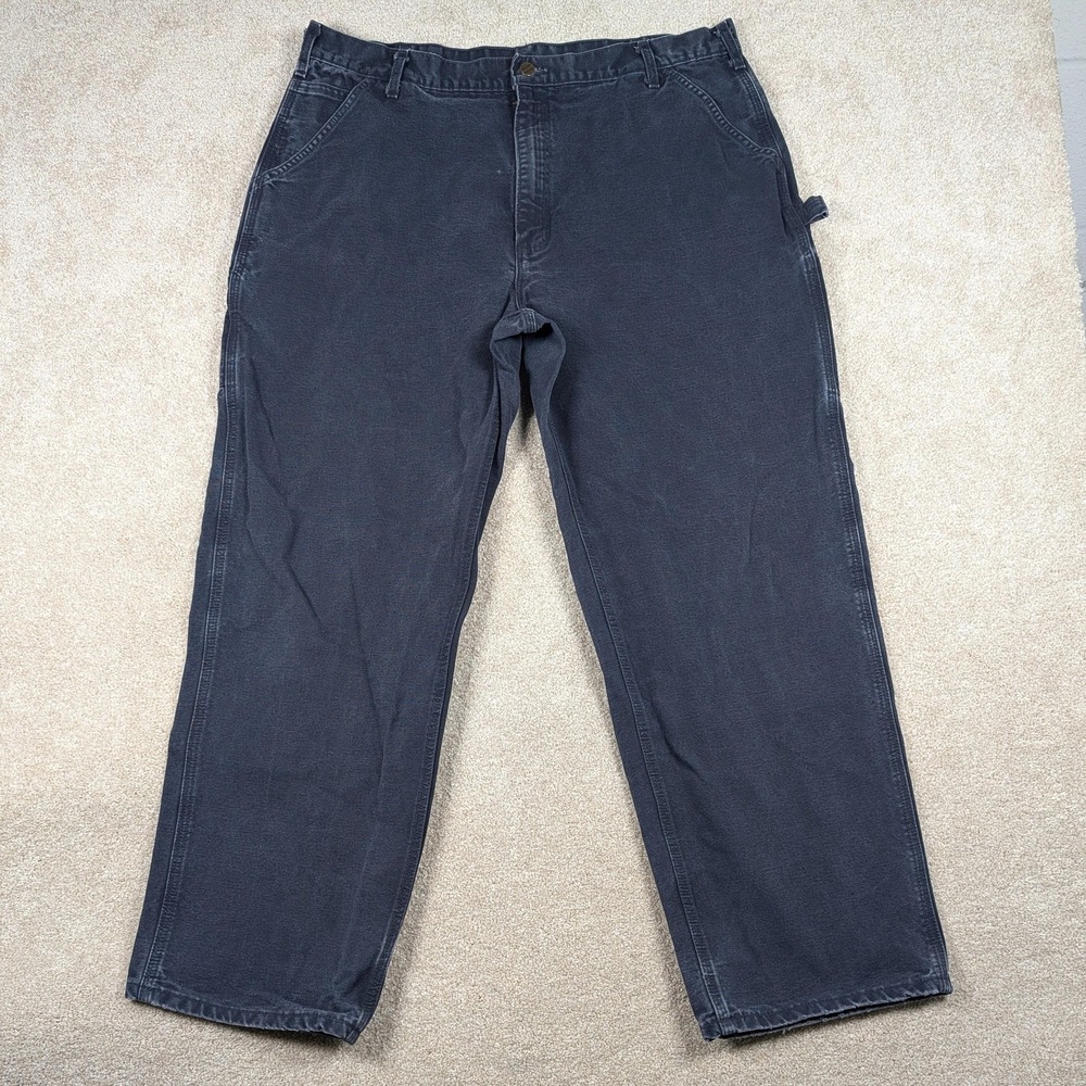 Carhartt Pants Mens 40x32 Loose Blue Duck Canvas Dungaree Work B11 MDT Made USA